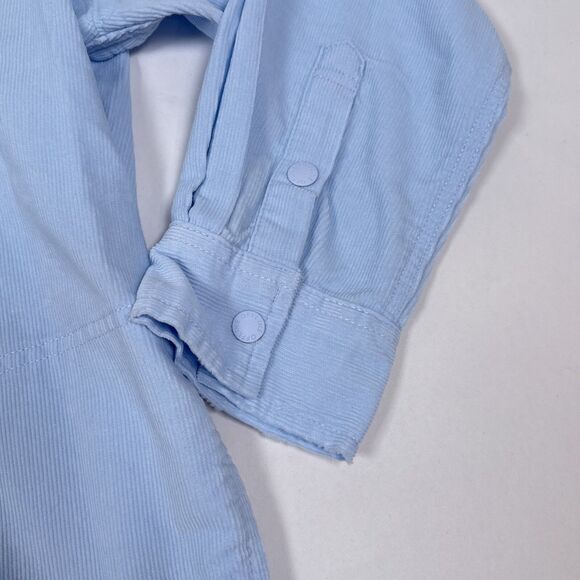 Offline By Aerie Corduroy Shirt Medium Blue Oversized Snap Button Up Shacket - Picture 4 of 10